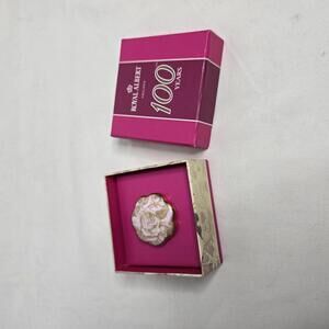Royal Doulton Albert 100 Year Anniversary Brooch Golden Rose w Box China Ceramic